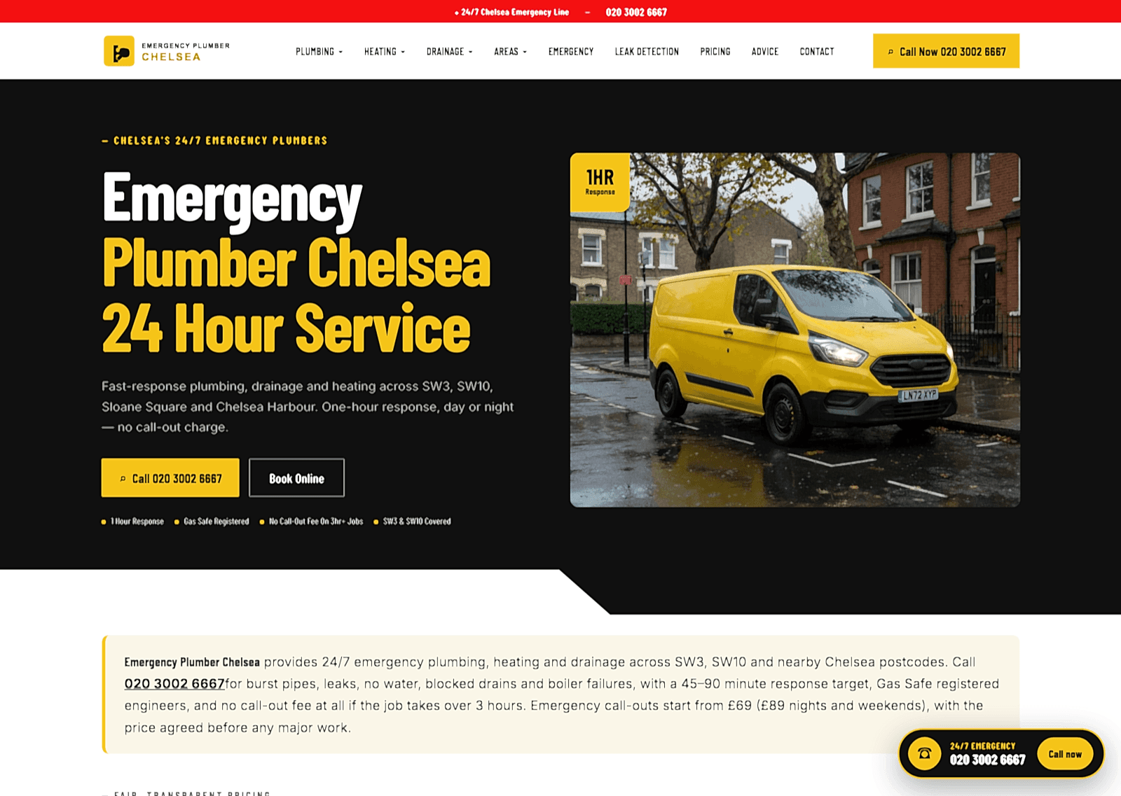Emergency Plumber Chelsea — web design project 1